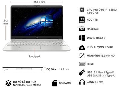 Laptop HP 15s-du0068TX 8AG28PA