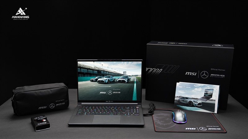 MSI Stealth A16 AI+ Mercedes-AMG Motorsport đi kèm với bộ phụ kiện ấn tượng