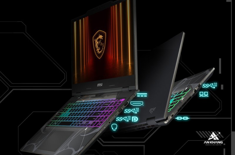 Laptop gaming MSI Cyborg 15 B13WFKG-658VN trang bị hệ thống kết nối đầy đủ cho nhu cầu gaming và đa nhiệm chuyên sâu